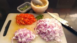 Fish curry cut ingredients