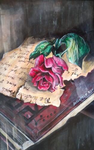 Heart in bloom, book ready to read.